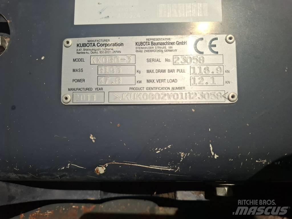 Kubota KX 080-3 Vidutinės galios ekskavatoriai 7-12 t