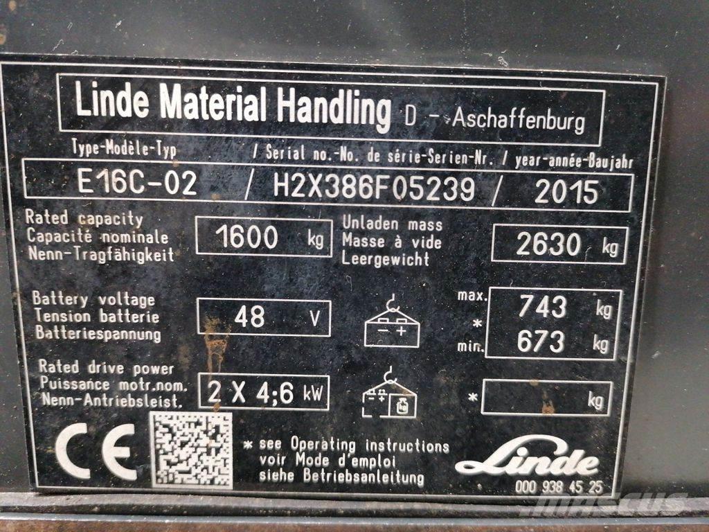 Linde E16C-02 Elektriniai šakiniai krautuvai