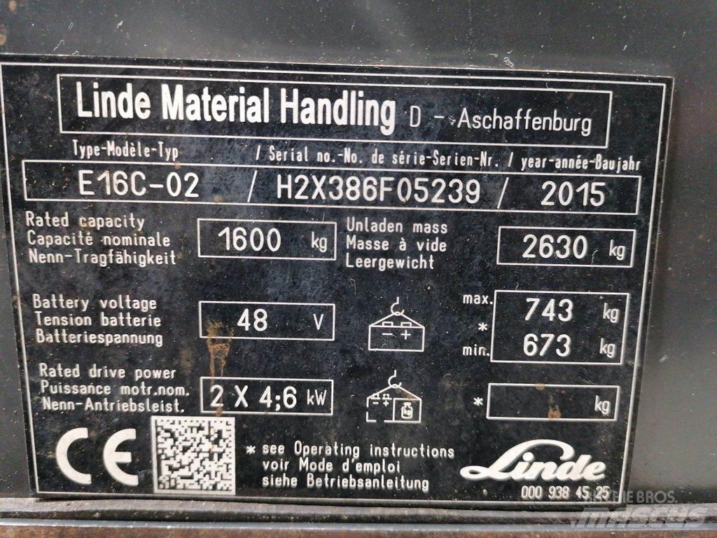 Linde E16C-02 Elektriniai šakiniai krautuvai