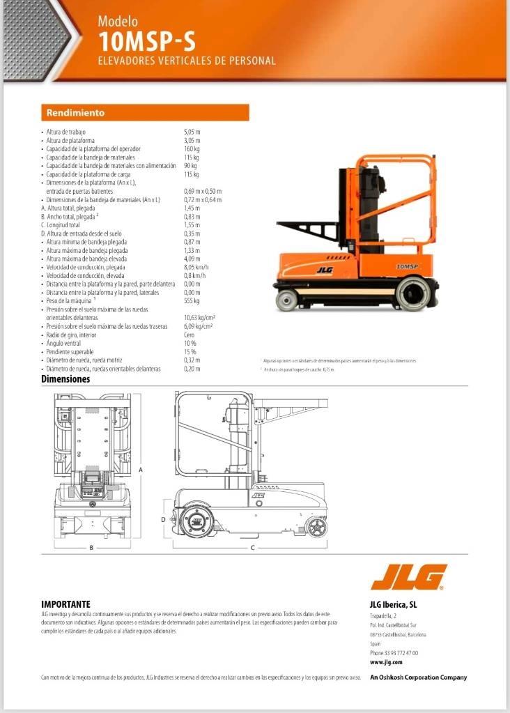 JLG 10 MSP Vertikalūs stiebiniai keltuvai