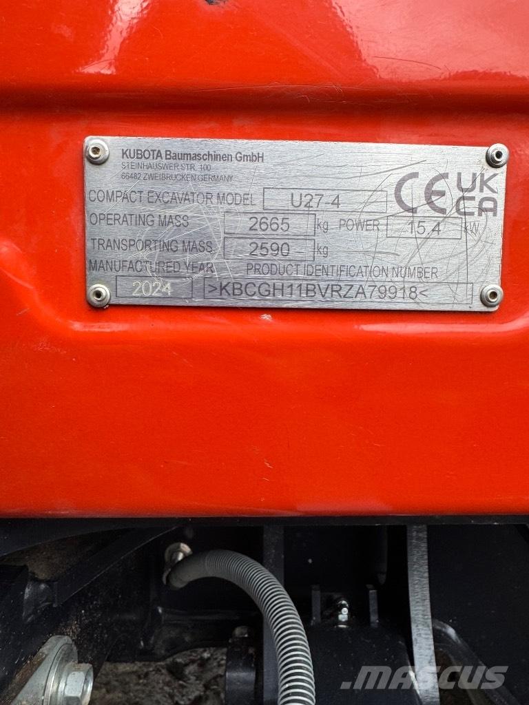 Kubota U 27-4 Mini ekskavatoriai < 7 t