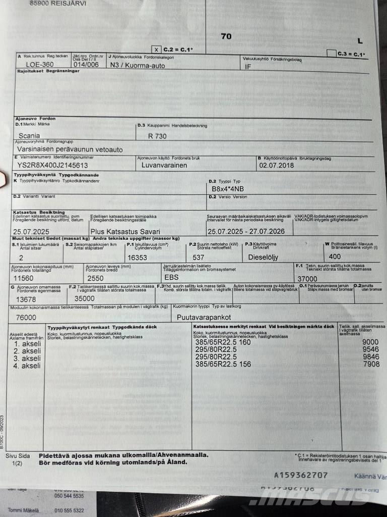 Scania R730 Miškovežių vilkikai