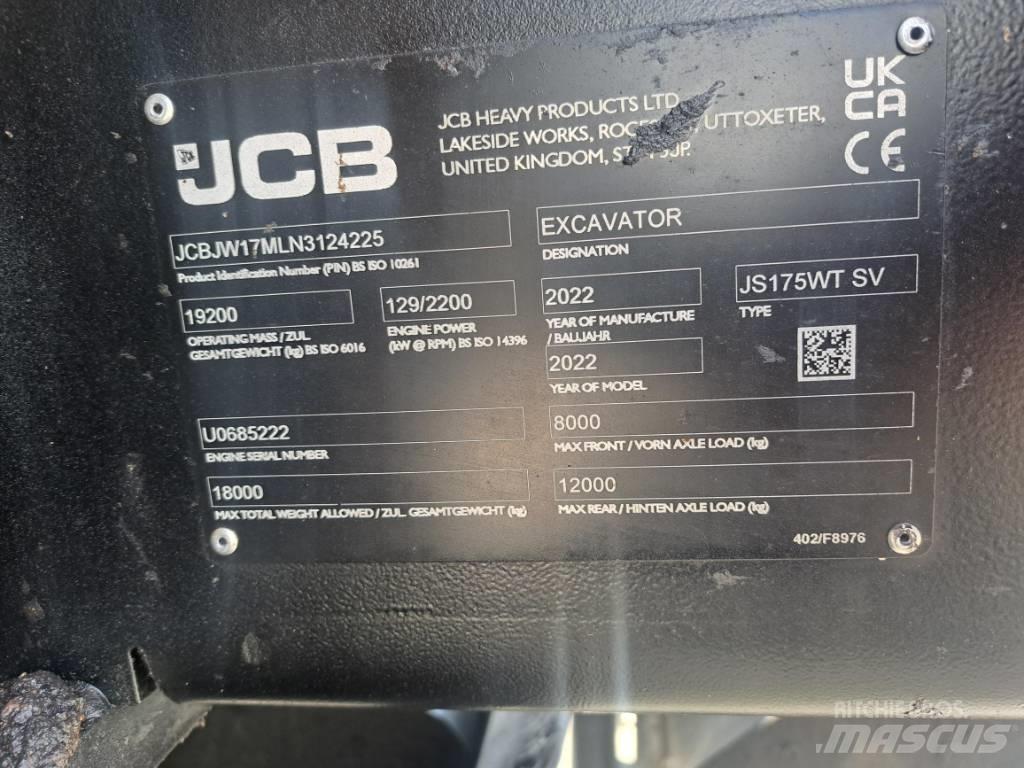 JCB JS175W TAB Ratiniai ekskavatoriai