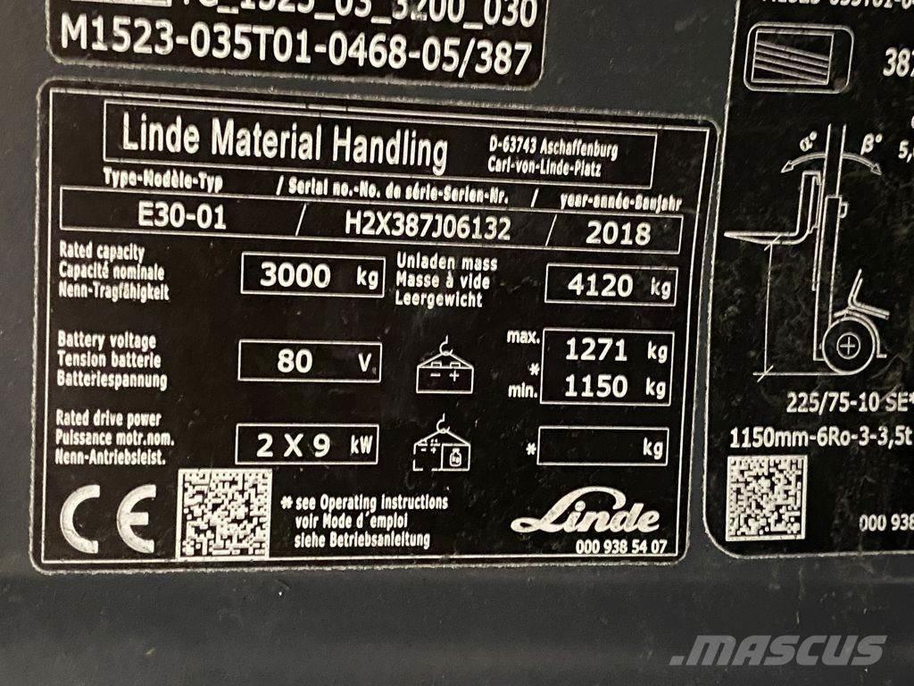 Linde E30-01 Elektriniai šakiniai krautuvai