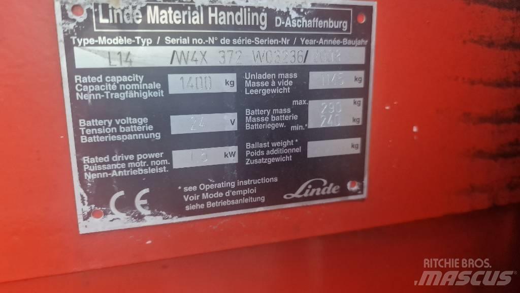 Linde L14APi-372 Žemų aukščių keltuvai su platforma