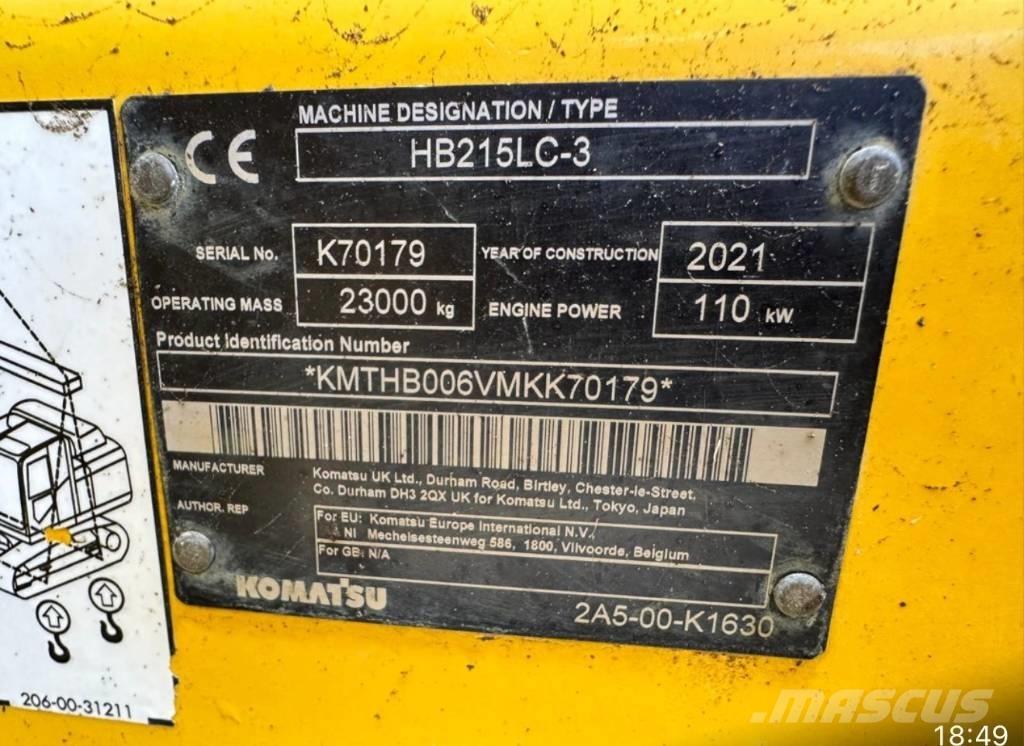 Komatsu HB 215LC-3 Vikšriniai ekskavatoriai