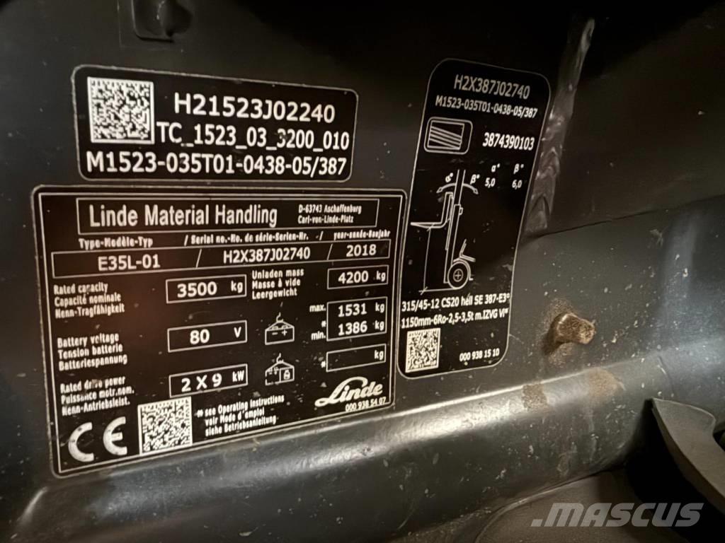 Linde E35L-01 Elektriniai šakiniai krautuvai