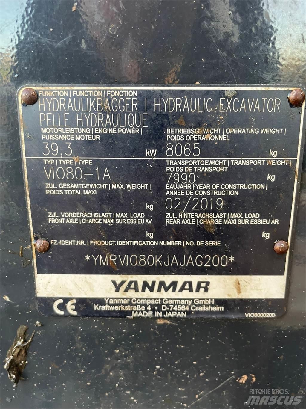 Yanmar Vio 80-1A Mini ekskavatoriai < 7 t