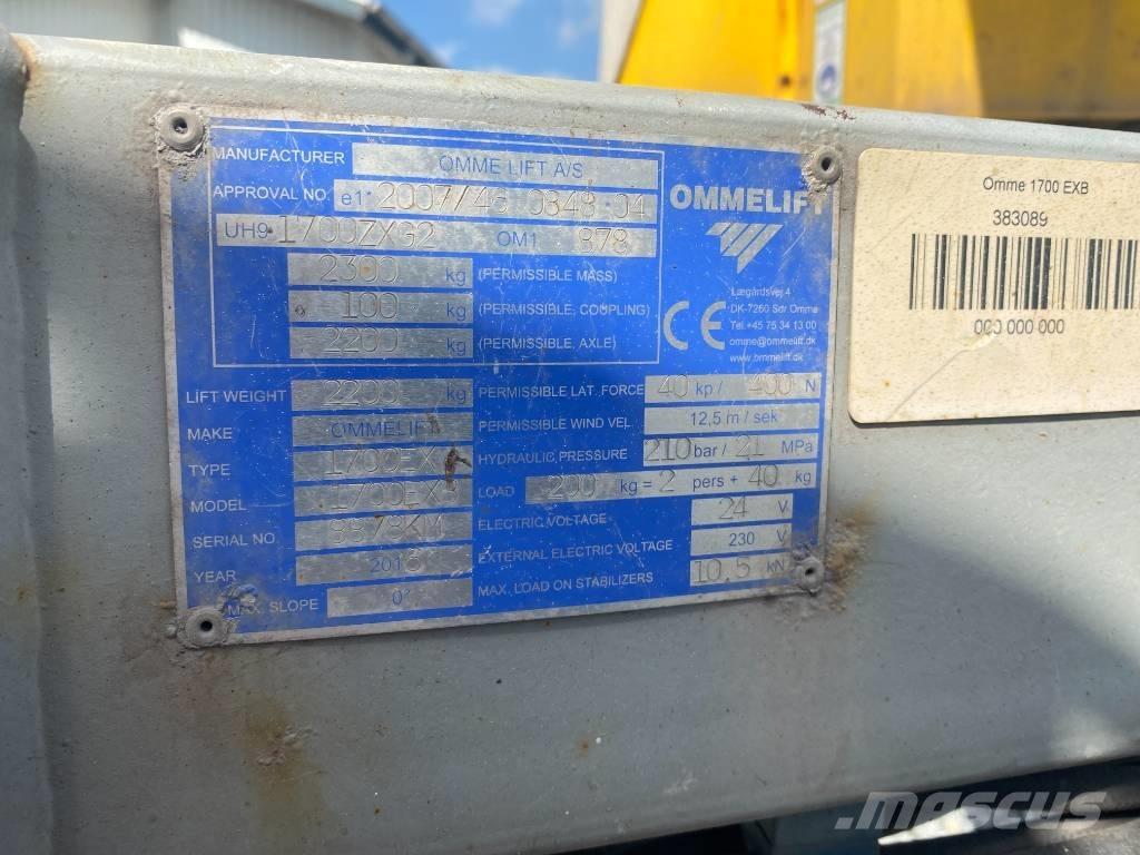Omme 1700 EBX Ant priekabų montuojamos kėlimo platformos