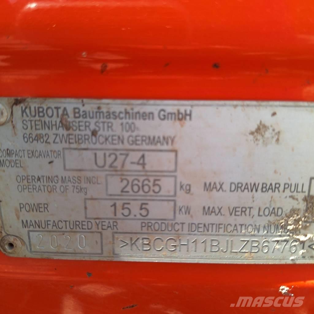 Kubota U 27-4 Mini ekskavatoriai < 7 t