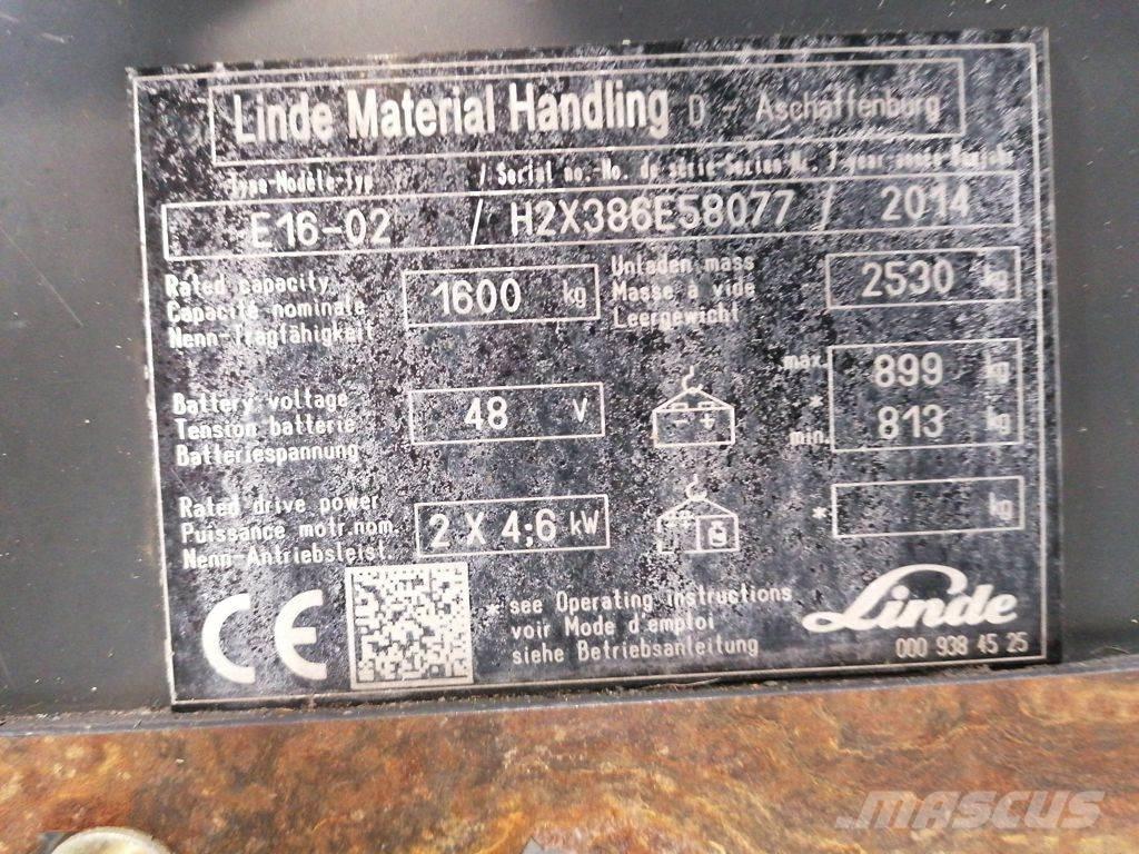 Linde E16-02 Elektriniai šakiniai krautuvai