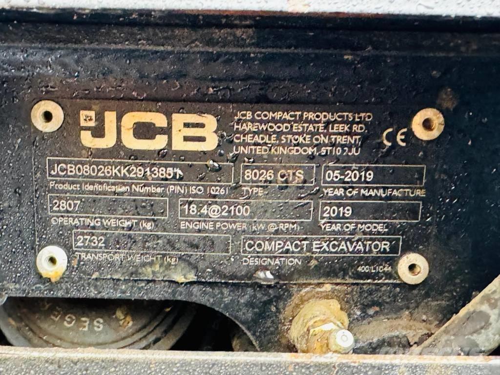 JCB 8026 CTS Mini ekskavatoriai < 7 t