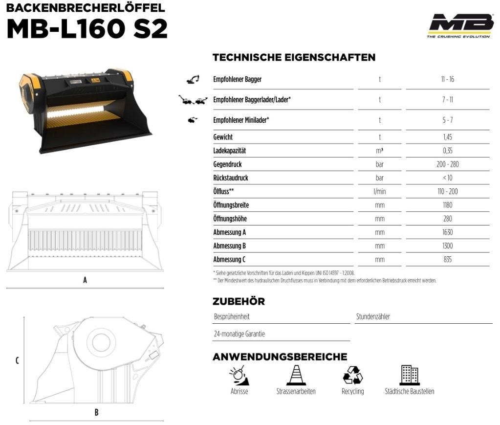 MB Crusher L 160 S2 Hidrauliniai kūjai / Trupintuvai