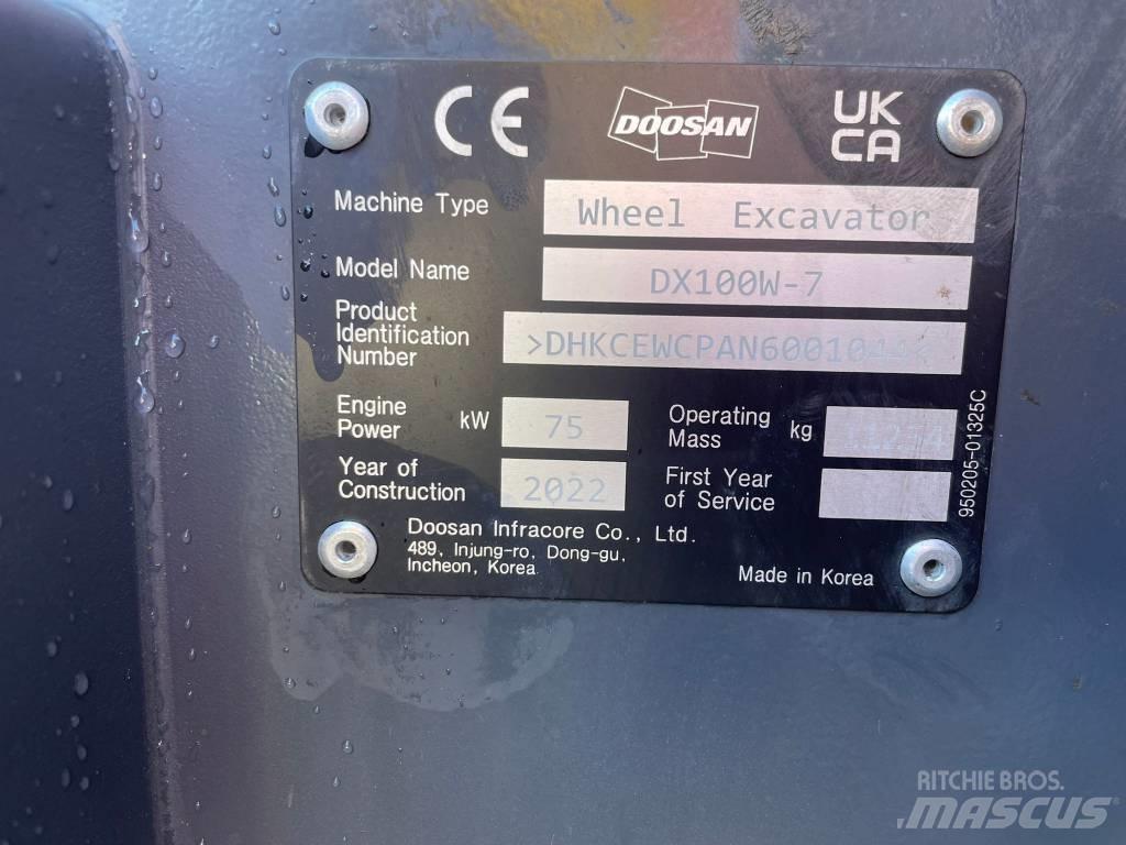 Doosan DX100W-7 Ratiniai ekskavatoriai