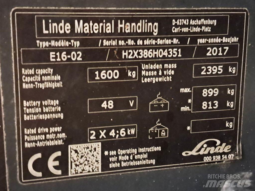 Linde E16-02 Elektriniai šakiniai krautuvai