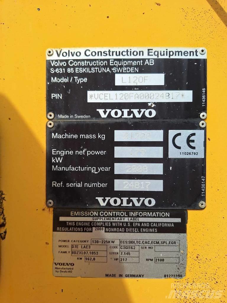Volvo L 120 F Naudoti ratiniai krautuvai