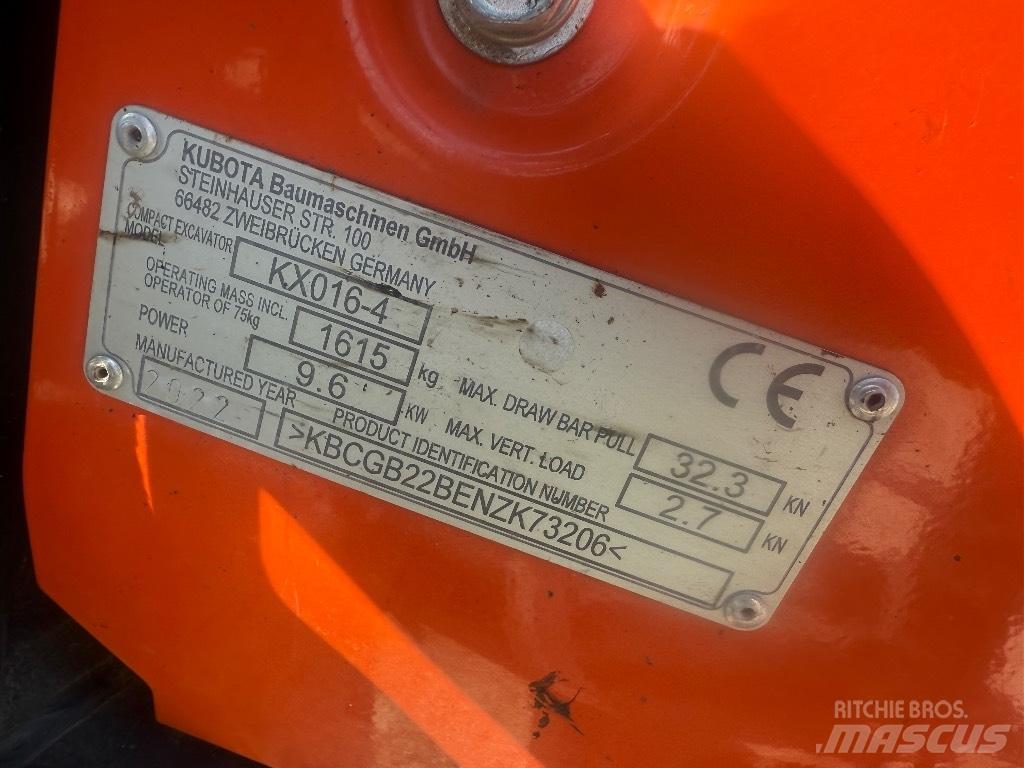 Kubota KX 016-4 Mini ekskavatoriai < 7 t
