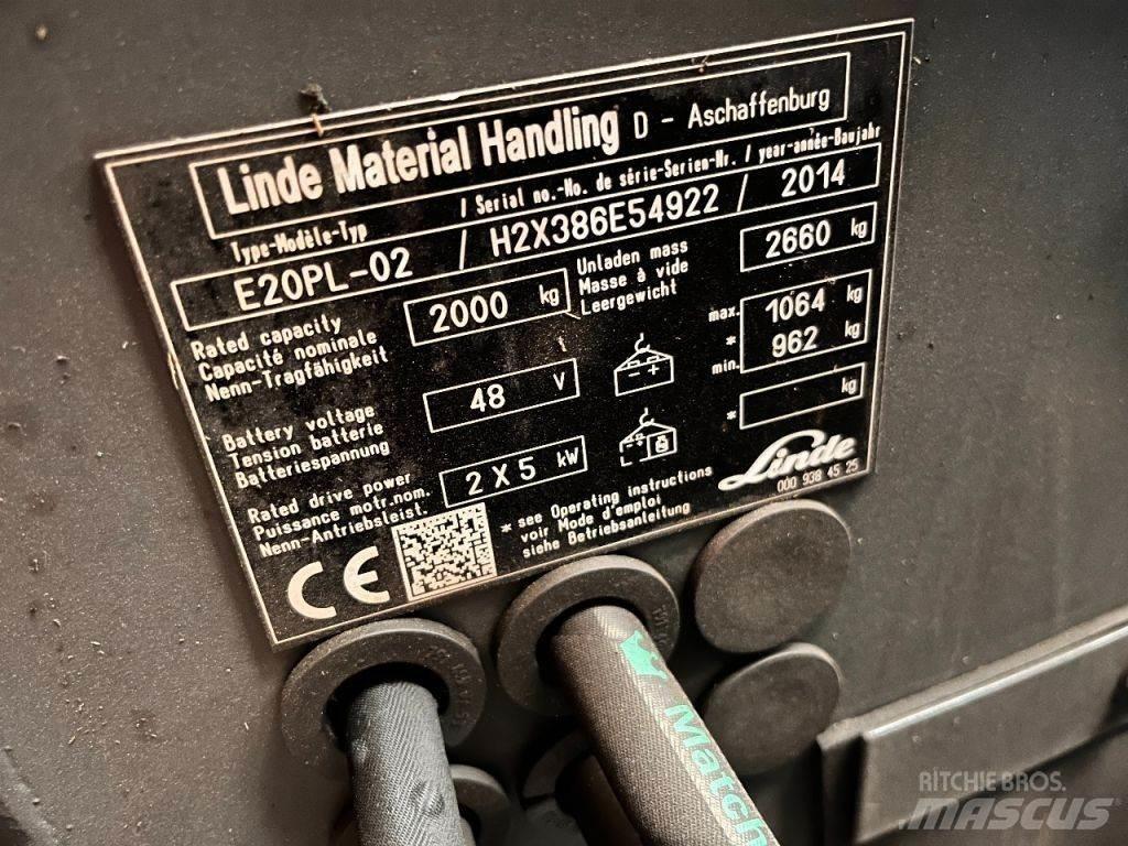 Linde E20PL-02 Elektriniai šakiniai krautuvai