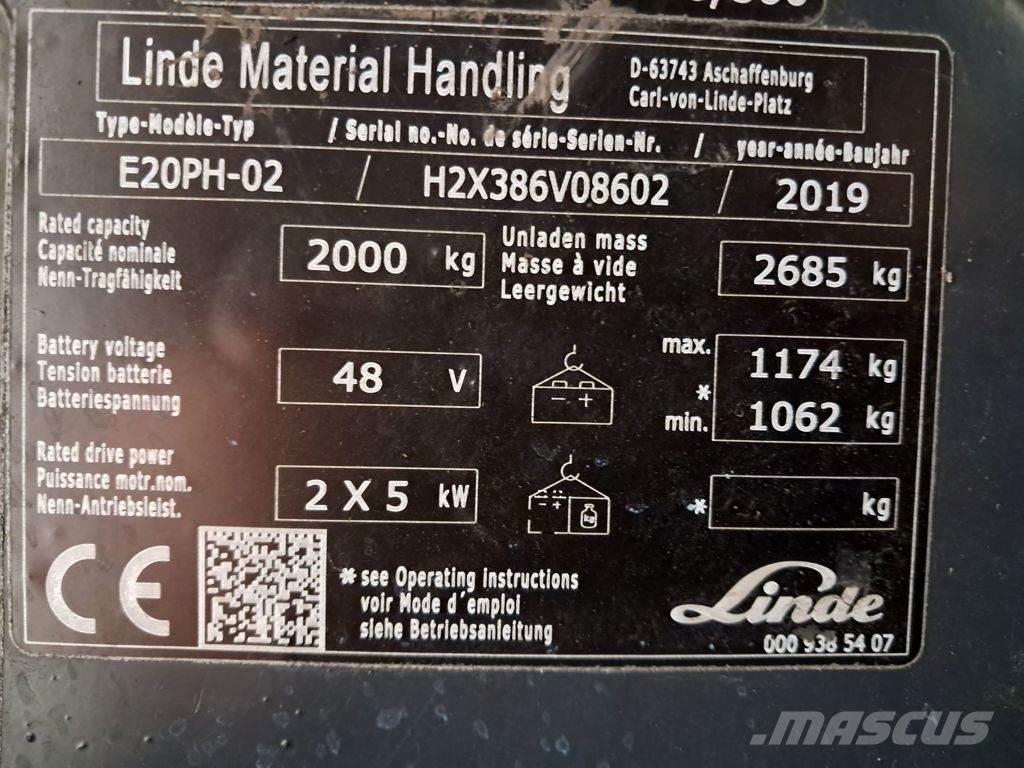 Linde E20PH-02 Elektriniai šakiniai krautuvai
