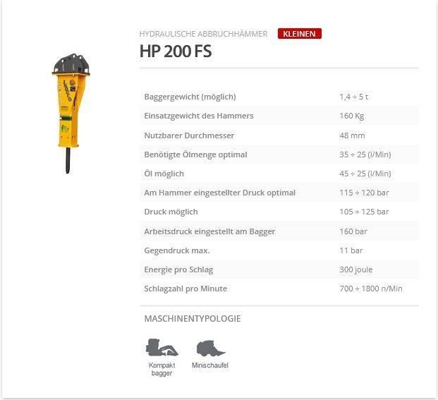 Indeco HP 200 FS Hidrauliniai kūjai / Trupintuvai