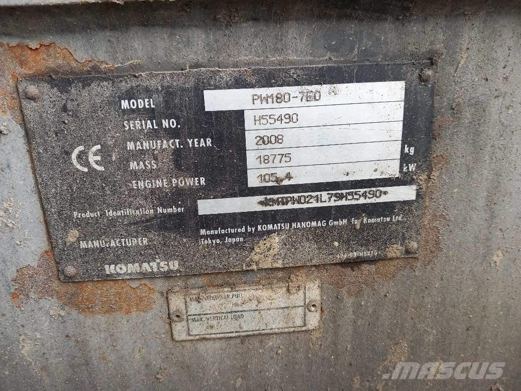 Komatsu PW 180-7EO Ratiniai ekskavatoriai