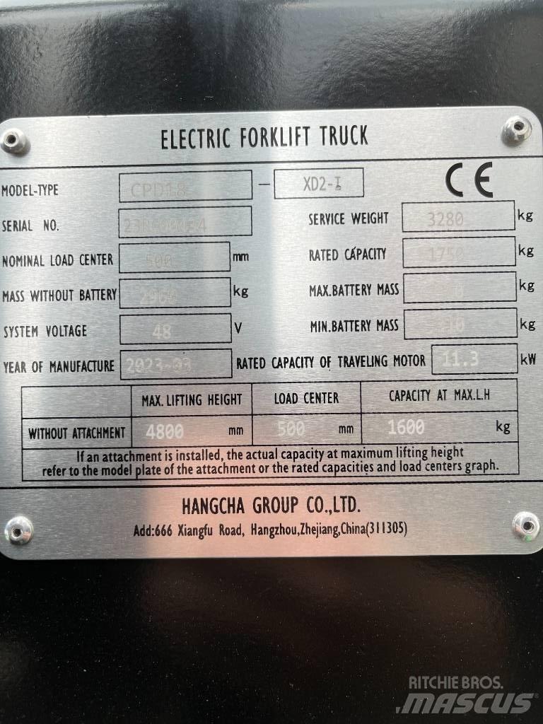 Hangcha CPD18-XD2-I Elektriniai šakiniai krautuvai