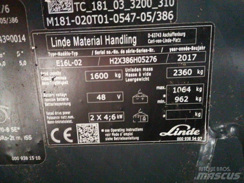 Linde E16L-02 Elektriniai šakiniai krautuvai