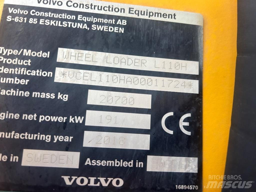 Volvo L110H L/Boom Naudoti ratiniai krautuvai