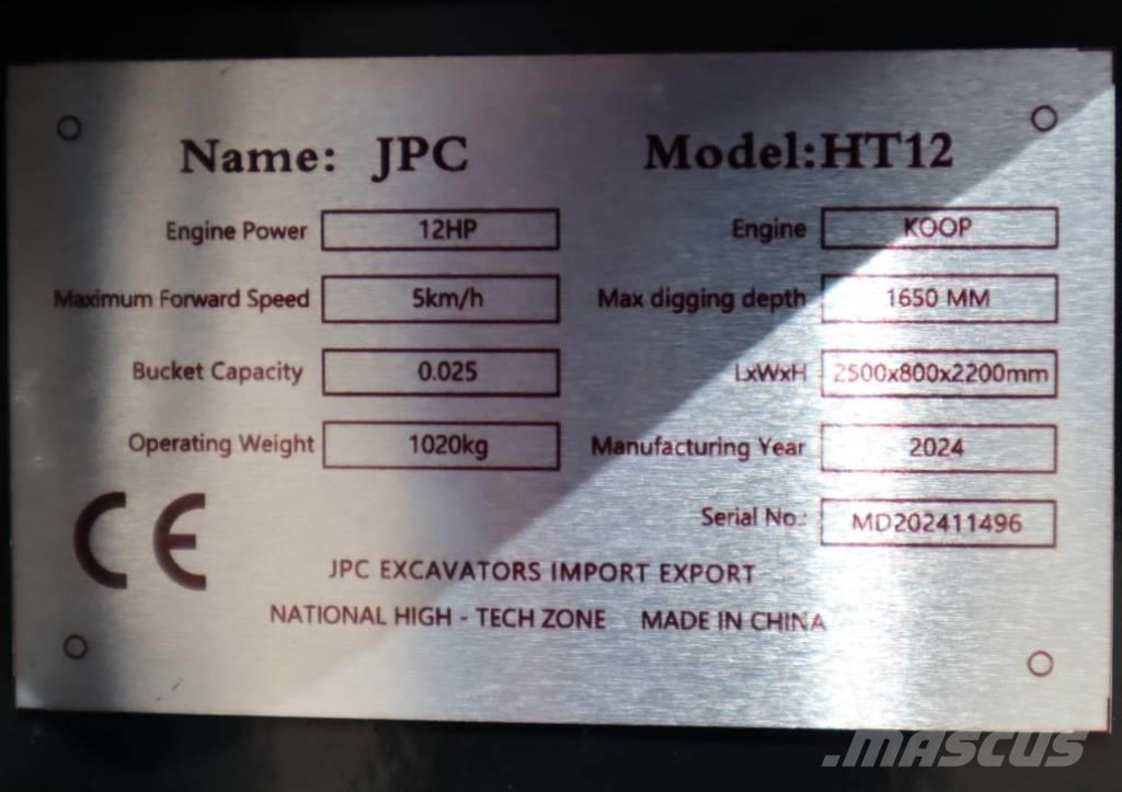JPC HT 12 Mini ekskavatoriai < 7 t
