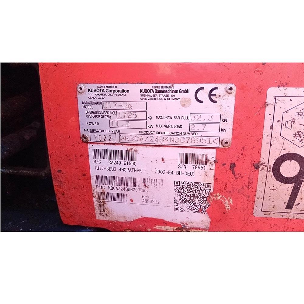 Kubota U17-3a Mini ekskavatoriai < 7 t