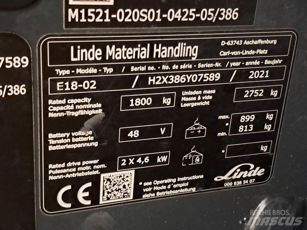 Linde E18-02 Elektriniai šakiniai krautuvai