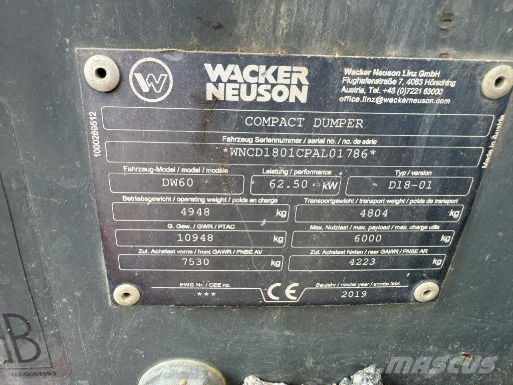 Wacker Neuson DW 60 Statybiniai savivarčiai sunkvežimiai