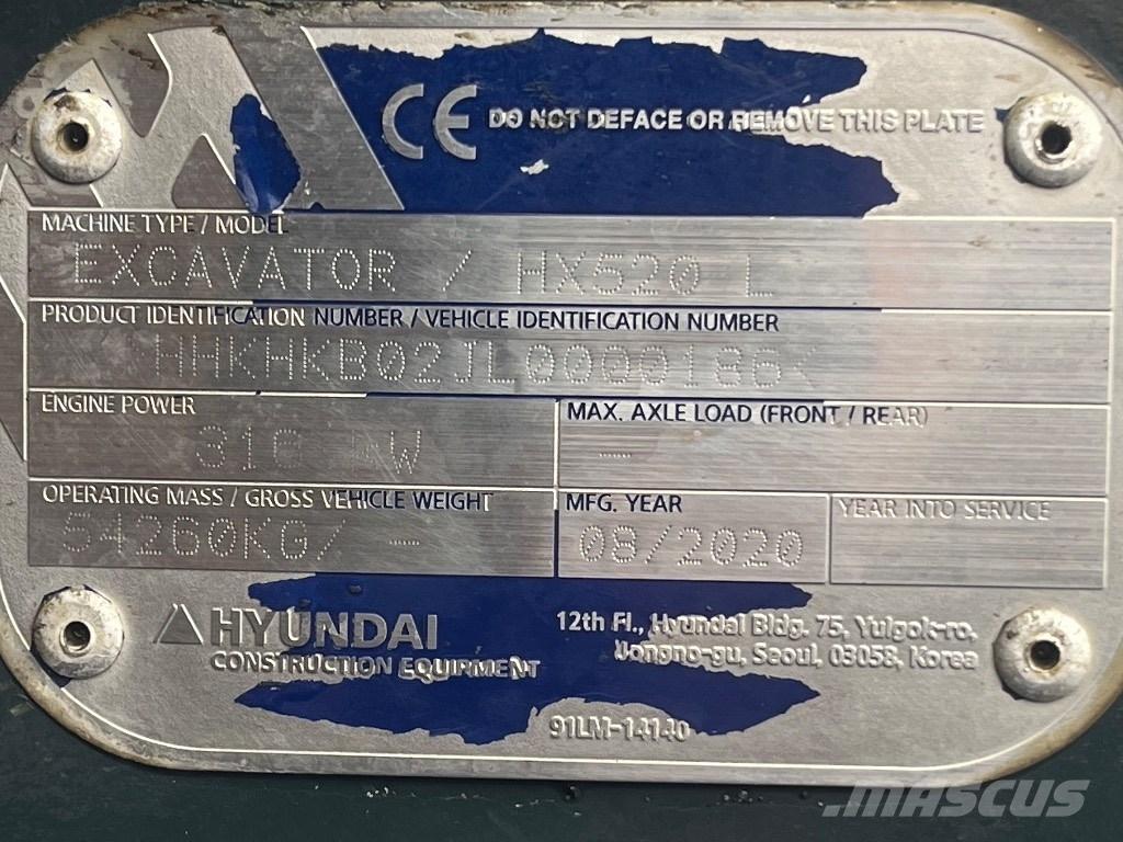 Hyundai HX 520 L Vikšriniai ekskavatoriai