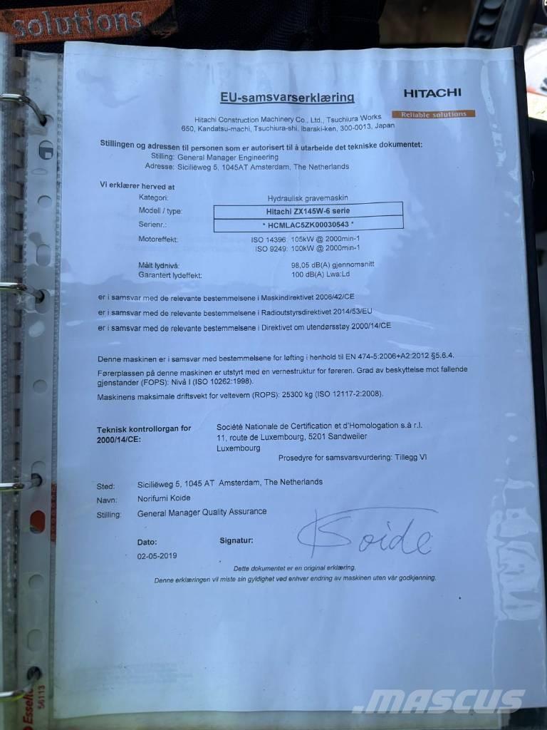 Hitachi ZX 145 W-6 Ratiniai ekskavatoriai