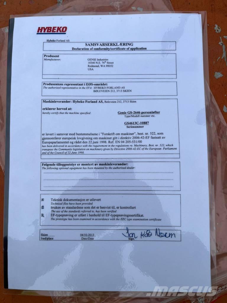 Genie GS 2646 Žirkliniai keltuvai