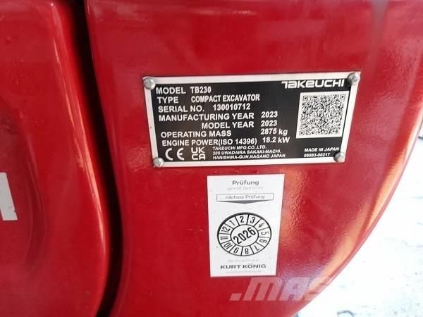 Takeuchi TB 230 Mini ekskavatoriai < 7 t