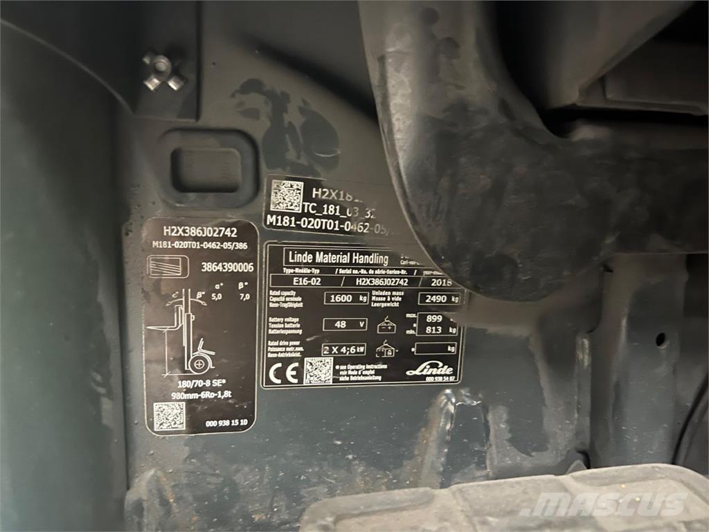 Linde E16-02 Elektriniai šakiniai krautuvai