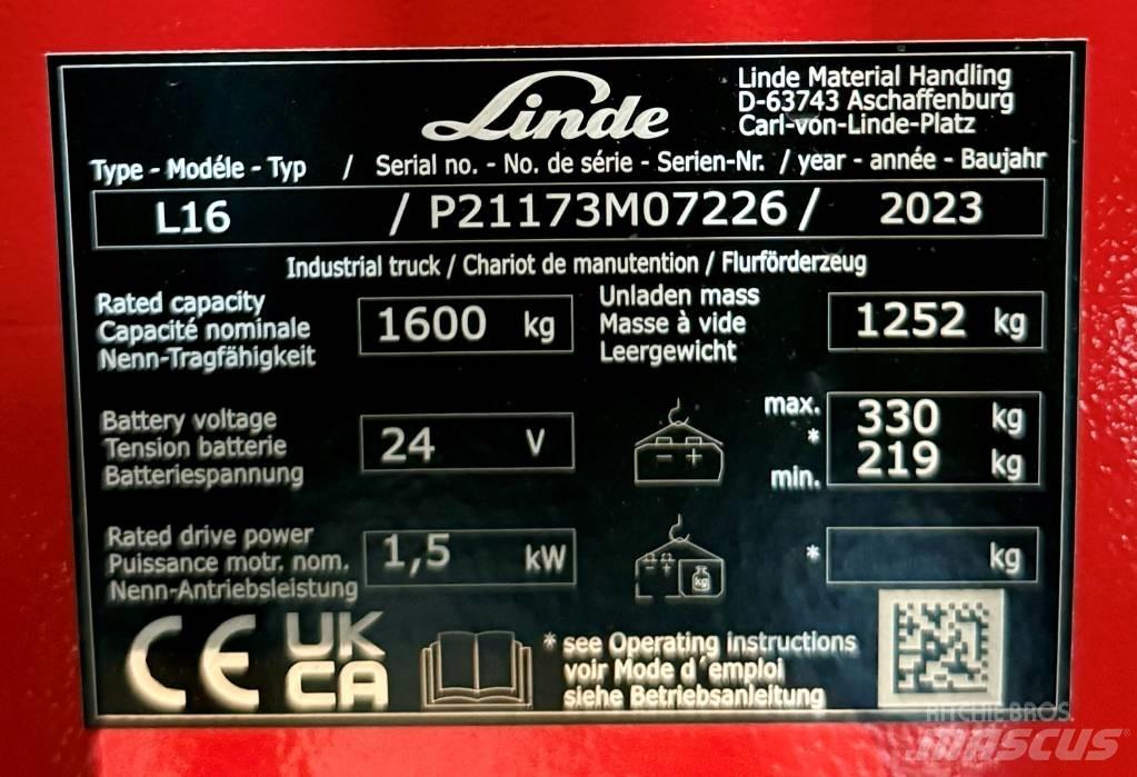 Linde L16/1173-01 Rankiniai vėžimėliai