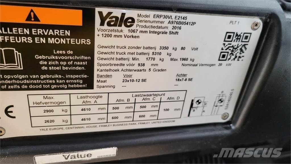 Yale ERP30VL 2016 Elektriniai šakiniai krautuvai