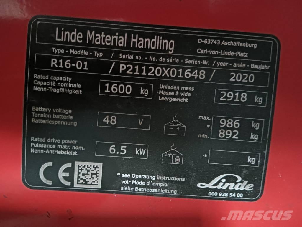 Linde R 16 Šakiniai krautuvai su prailgintu keltuvu