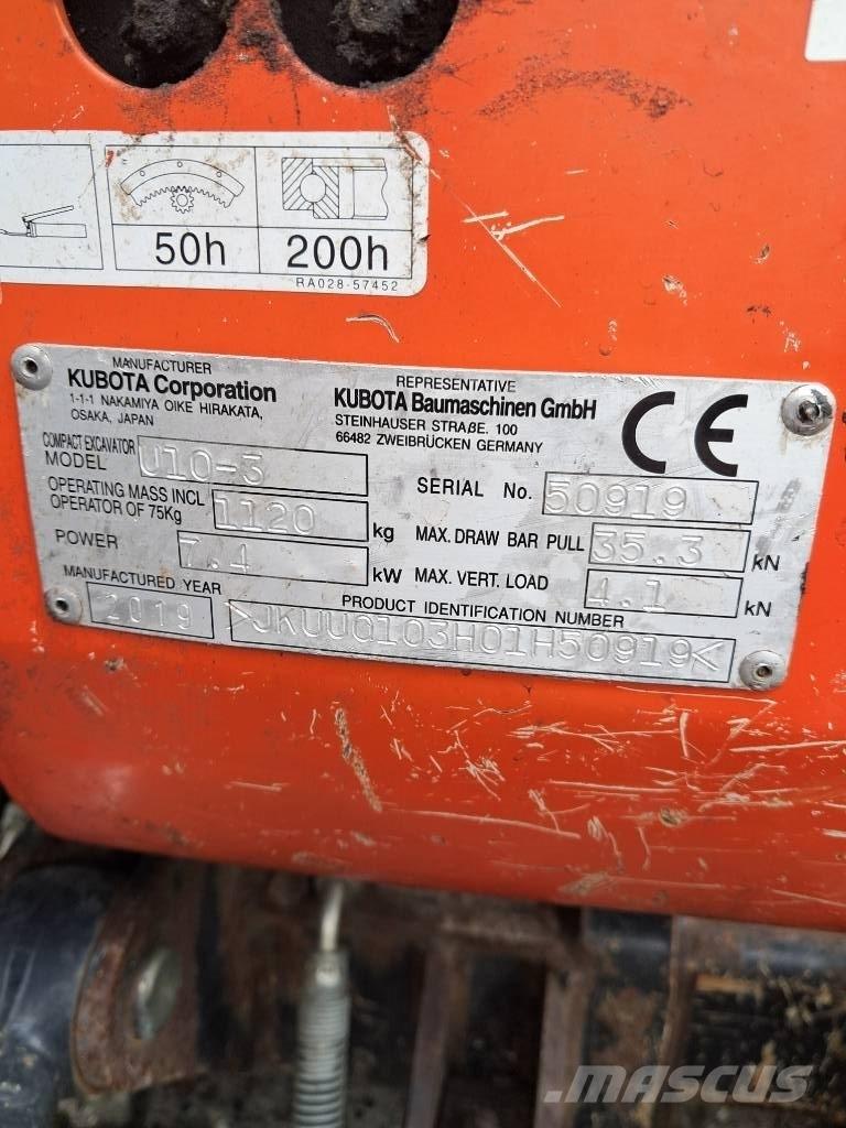 Kubota U 10-3 Mini ekskavatoriai < 7 t