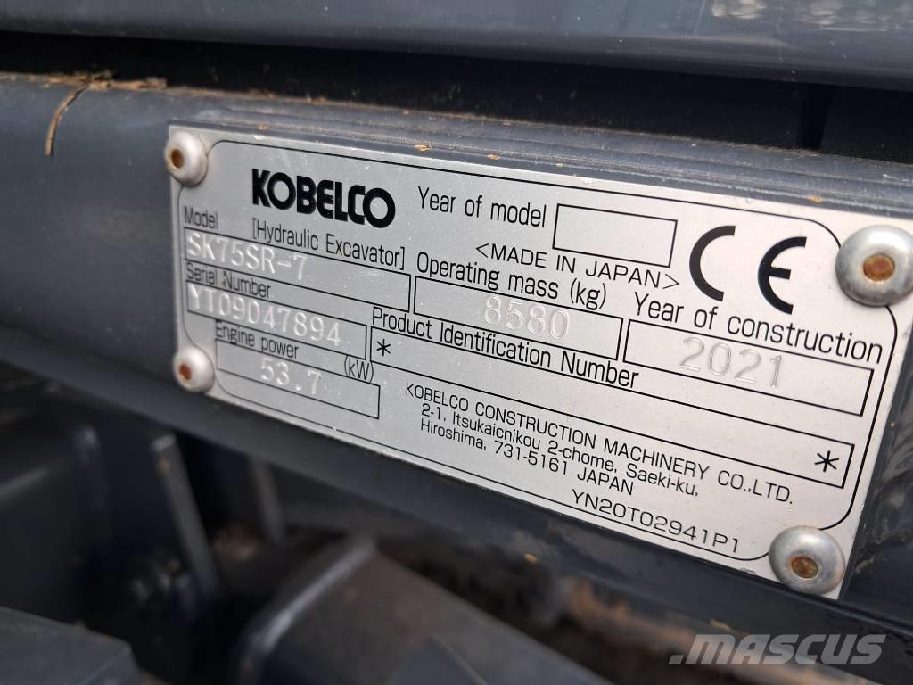 Kobelco SK75SR-7 Vidutinės galios ekskavatoriai 7-12 t