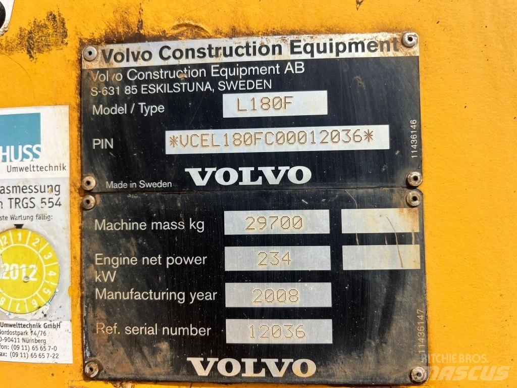 Volvo L 180 F Naudoti ratiniai krautuvai