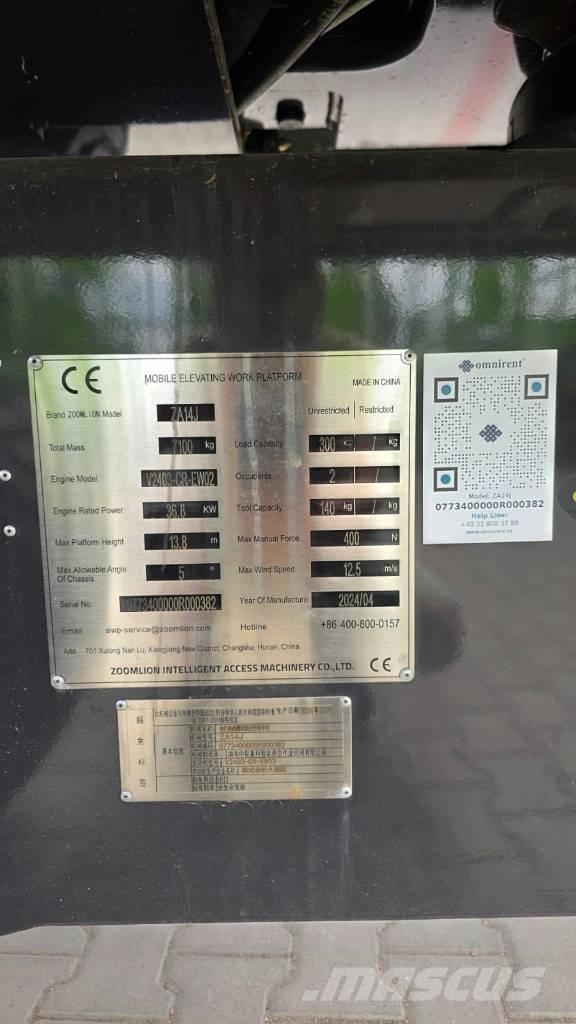 Zoomlion ZA 14 J Alkūniniai keltuvai