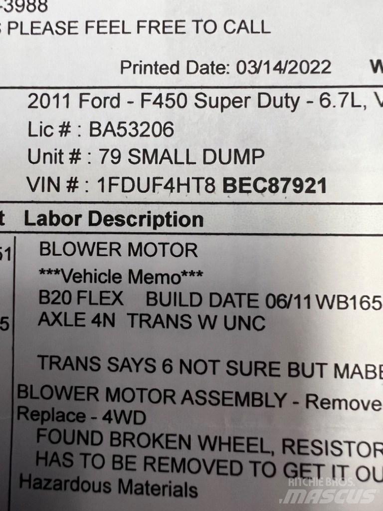 Ford F450 SUPER  DUTY Statyba - Kita