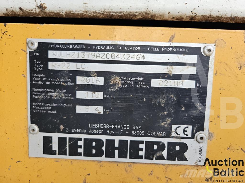 Liebherr R922 LC Vikšriniai ekskavatoriai