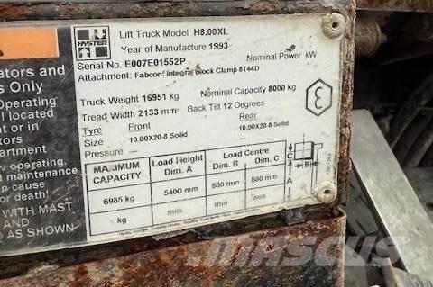 Hyster H 8.00 XL 5 Dyzeliniai krautuvai