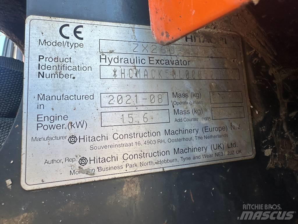 Hitachi ZX 26 U-6 Mini ekskavatoriai < 7 t