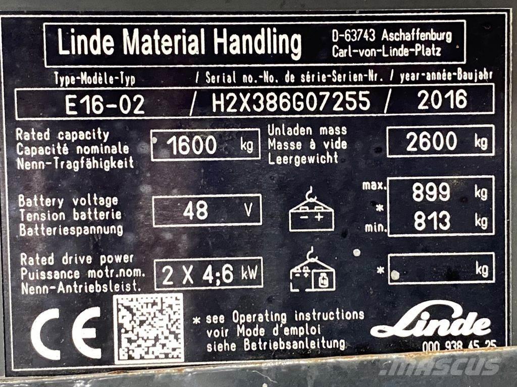 Linde E16-02 Elektriniai šakiniai krautuvai