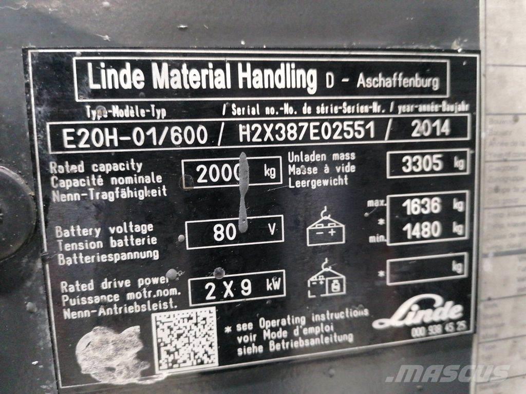 Linde E20H-01/600 Elektriniai šakiniai krautuvai